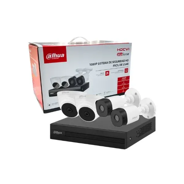 KIT 4 CAMARAS PLASTICAS 1080P *3.6MM, MODELO: DH-KIT-4CH-1080P, SKU: EA0366, MARCA: DAHUA